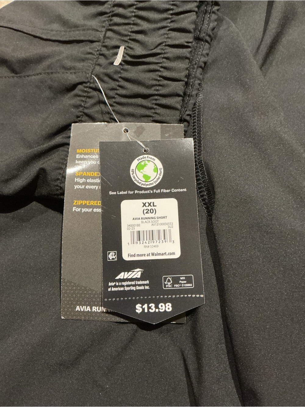 Women’s Avia Black Athletic Running Shorts with Zip Pocket - Picture 4 of 5